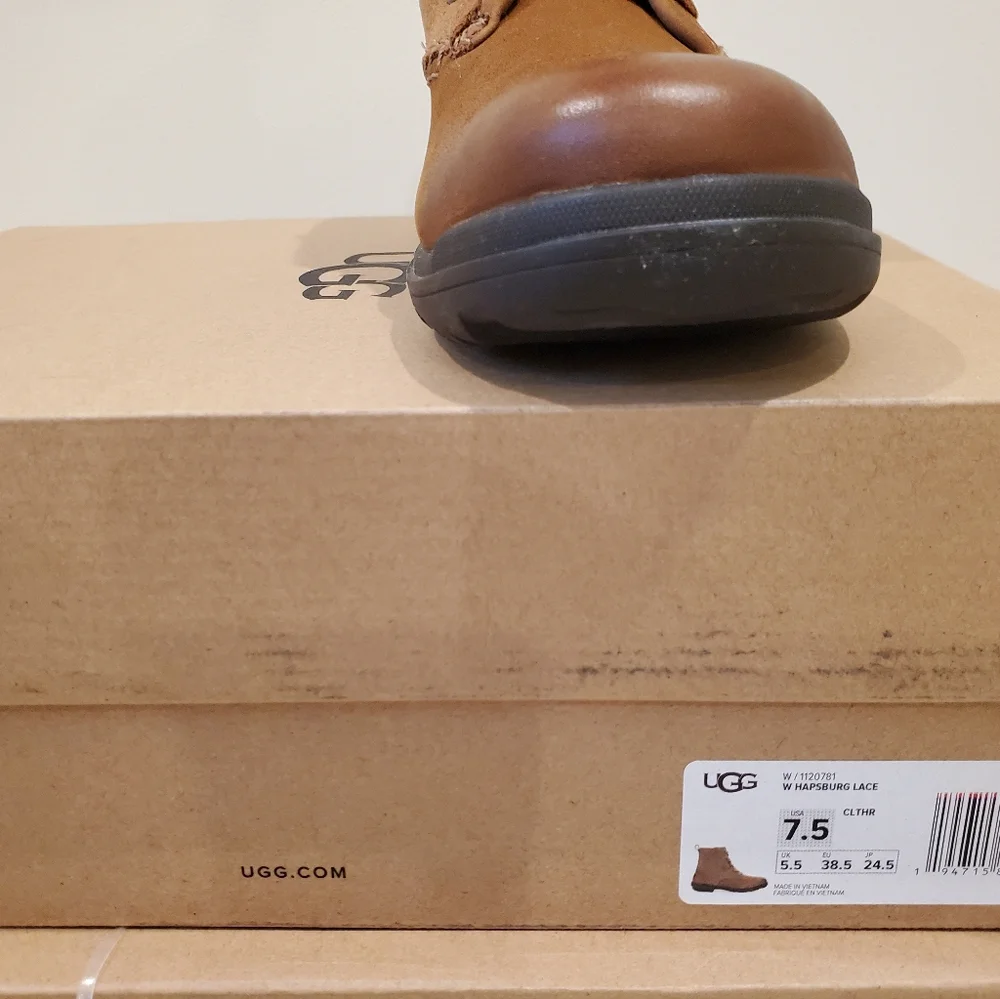 New Ugg Women's Hapsburg Lace Bootie Size 7.5 Chestnut - Picture 6 of 6